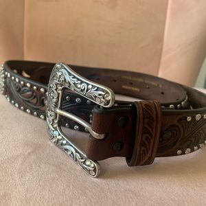 Ariat Belt Women M Leather Rhinestone Buckle